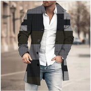 Men's stand collar plaid casual coat, view 10 - MRSLM