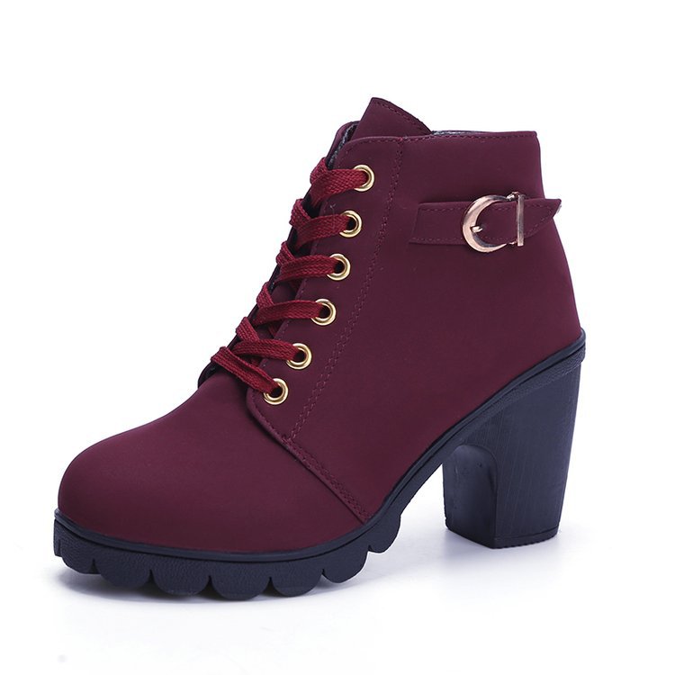 Chunky block heel buckle ankle boots, view 6 - MRSLM
