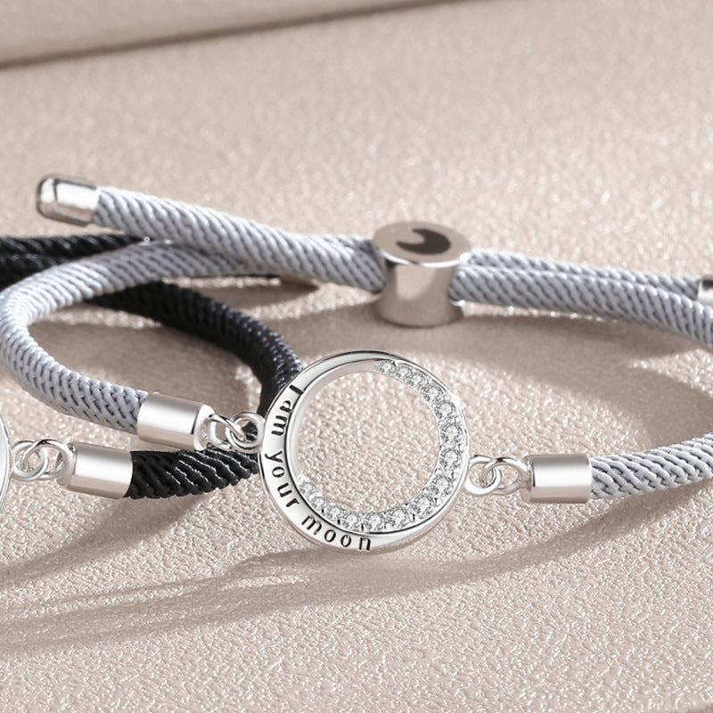 sun and moon couple bracelets sterling silver, view 3 - MRSLM
