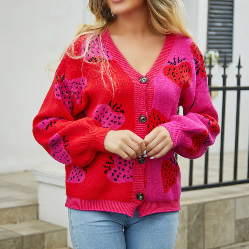 women's v-neck button cardigan jacket, view 6 - MRSLM