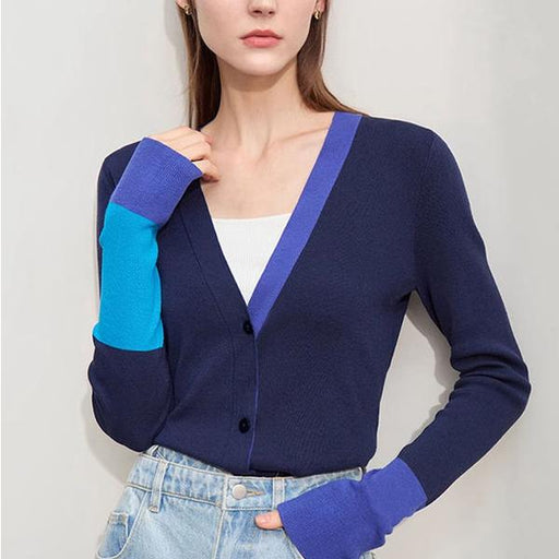 Asymmetric spliced V-neck cardigan - MRSLM