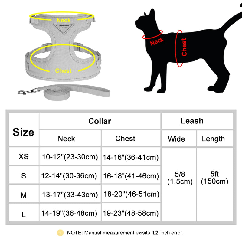 soft mesh cat and dog vest harness with leash, view 13 - MRSLM