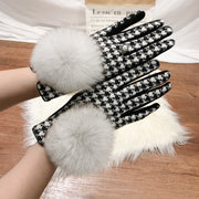 women's plaid wool cashmere gloves - MRSLM