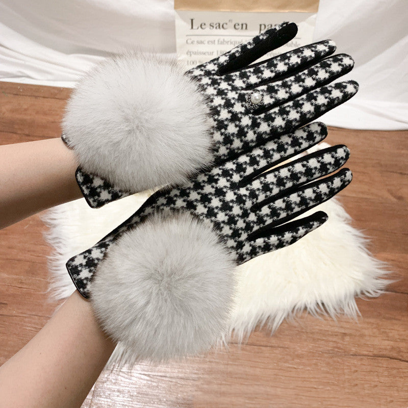 women's plaid wool cashmere gloves - MRSLM