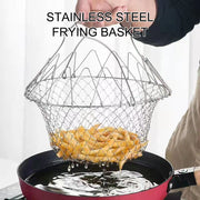 foldable stainless steel fryer basket, view 3 - MRSLM
