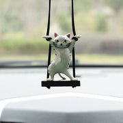 cat on branch car mirror pendant, view 3 - MRSLM