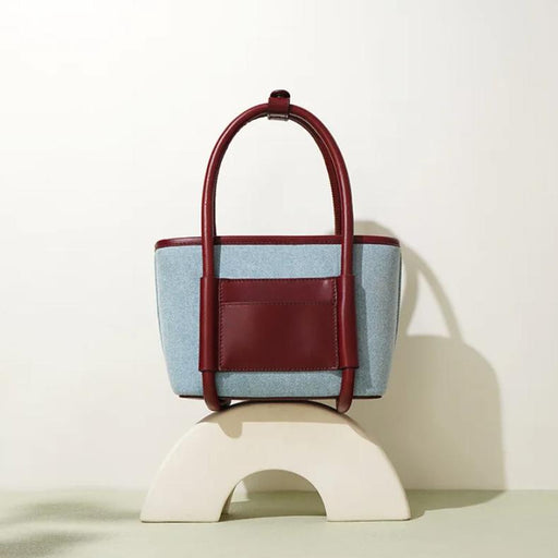 Mini denim and leather crossbody tote - MRSLM