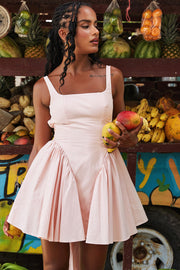 square neck backless bow short dress, view 4 - MRSLM