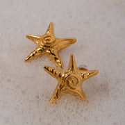gold star spiral stud earrings, view 6 - MRSLM