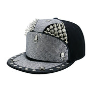 Punk armor rivet flat brim hat, view 2 - MRSLM