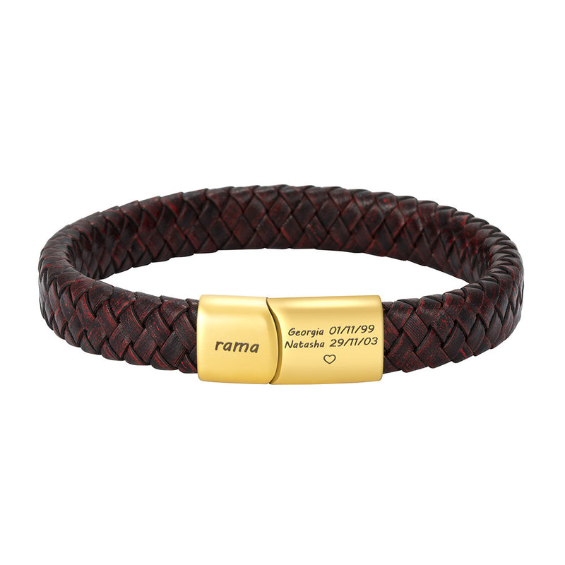 men's leather magnetic buckle bracelet, view 5 - MRSLM