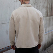 Men's apricot corduroy shirt jacket, view 5 - MRSLM