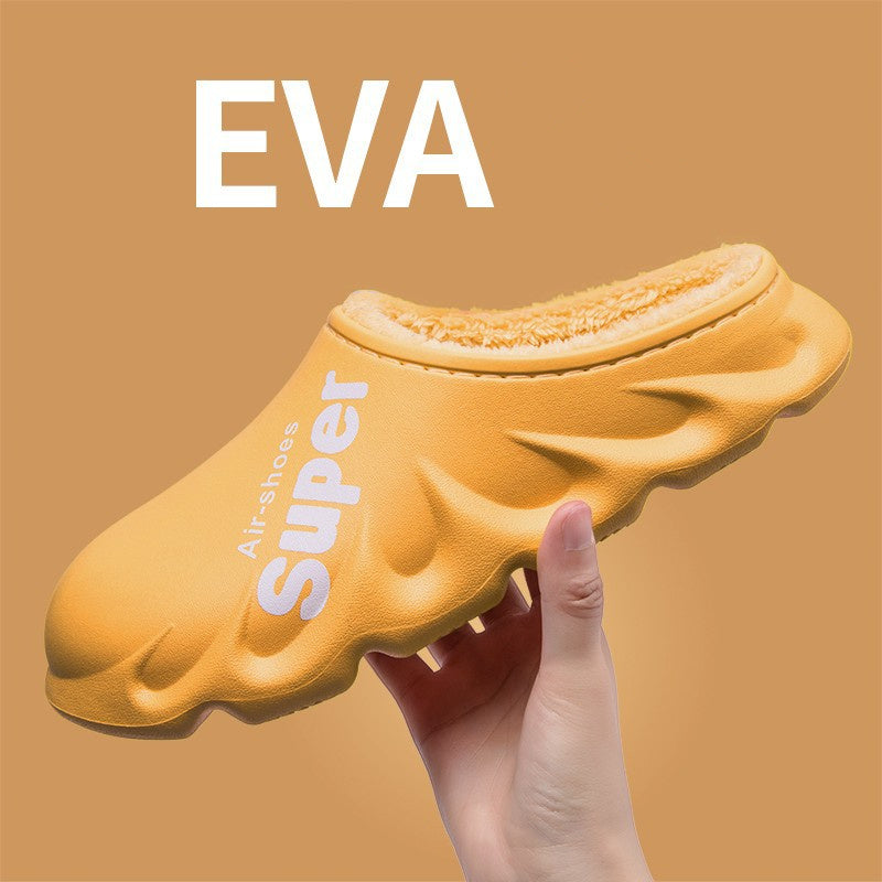 Home Slippers EVA Waterproof Warm Plush Indoor Shoes Couple Shoes
