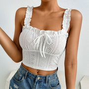 Women's elegant lace camisole top white, view 4 - MRSLM