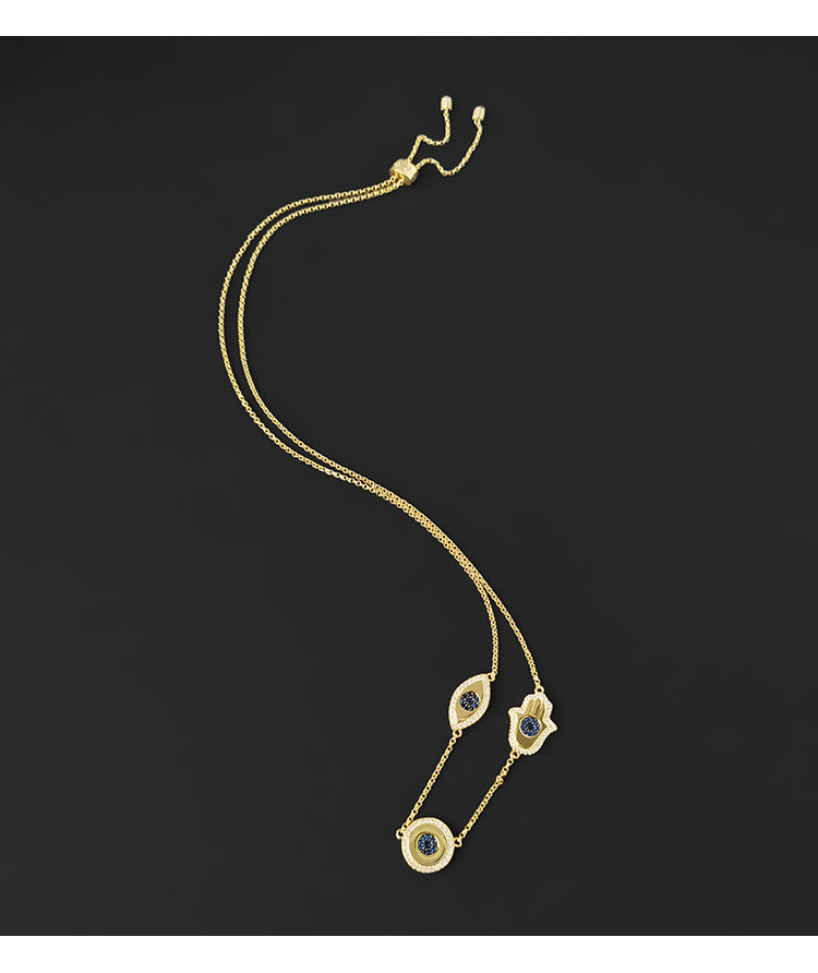 lucky eye gold necklace, view 3 - MRSLM