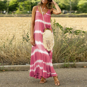 Women's printed striped maxi dress, view 6 - MRSLM