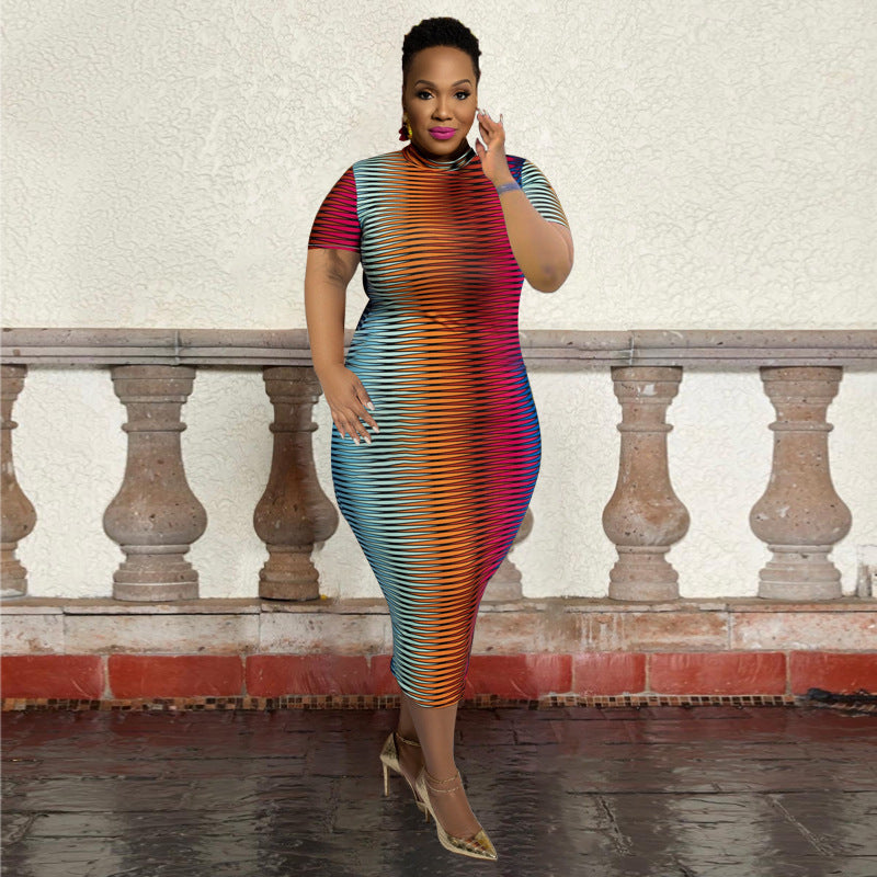 Plus size printed dress, view 4 - MRSLM