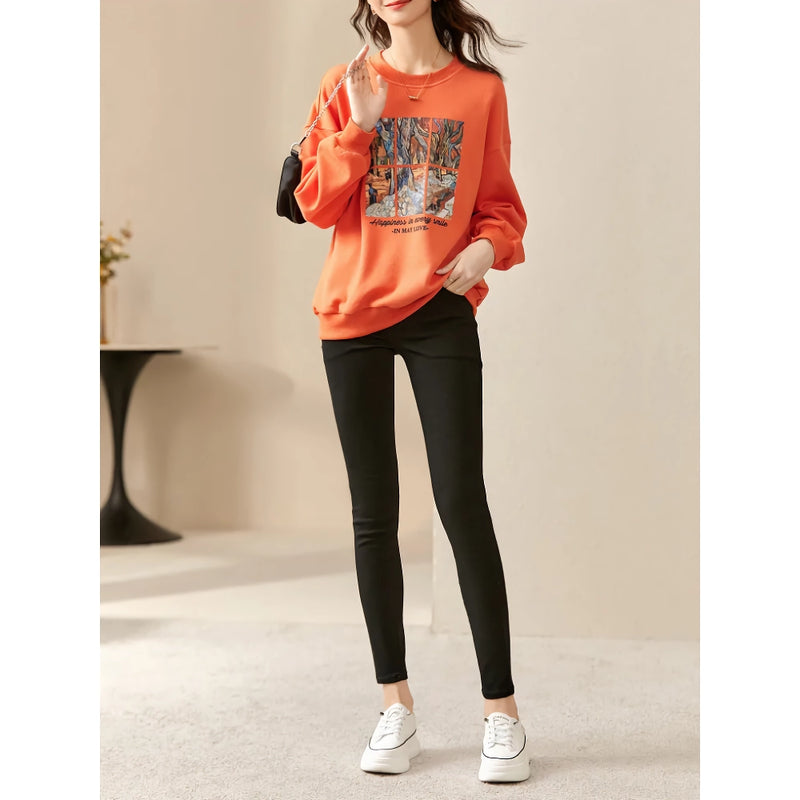 graphic print long sleeve pullover, view 7 - MRSLM