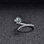 small moissanite geometric silver ring, view 4 - MRSLM