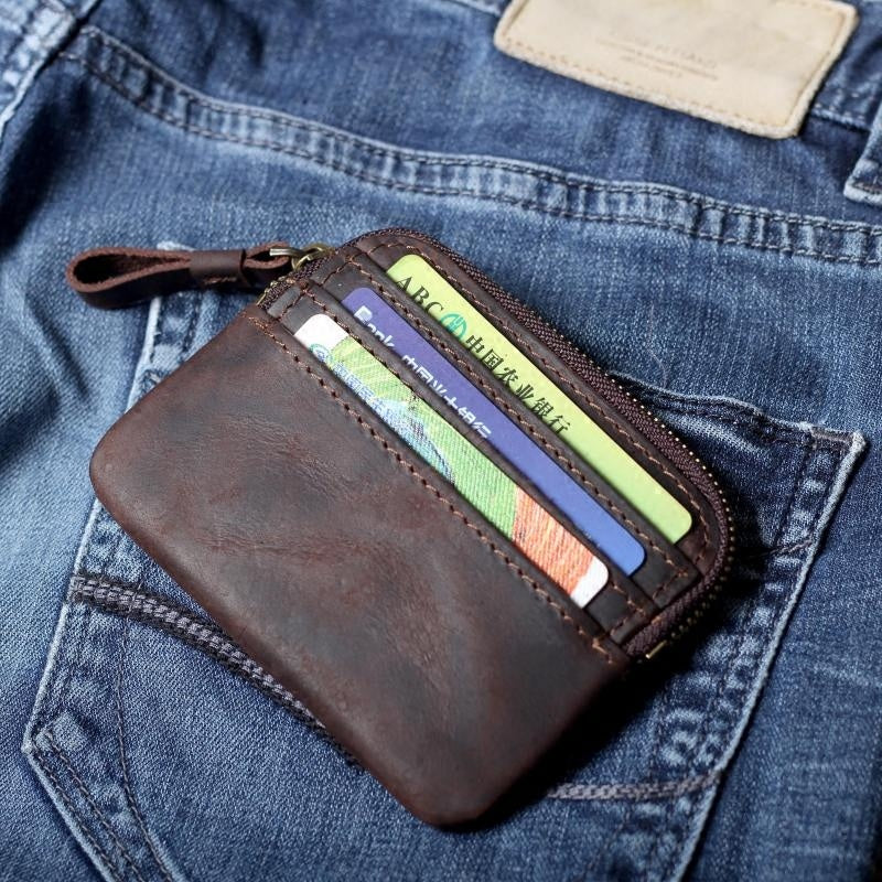 Vintage First Layer Cowhide Card Purse