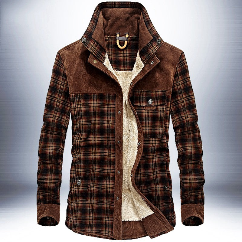 Men's fleece-lined cotton plaid jacket - MRSLM