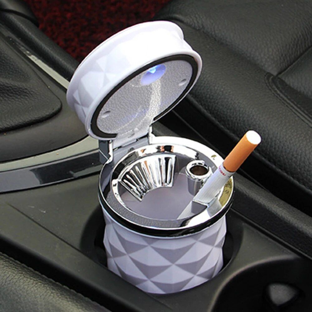 LED-Lit Portable Car Ashtray with Smoke Extractor