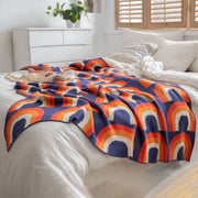 colorful rainbow cotton knitted throw blanket, view 3 - MRSLM