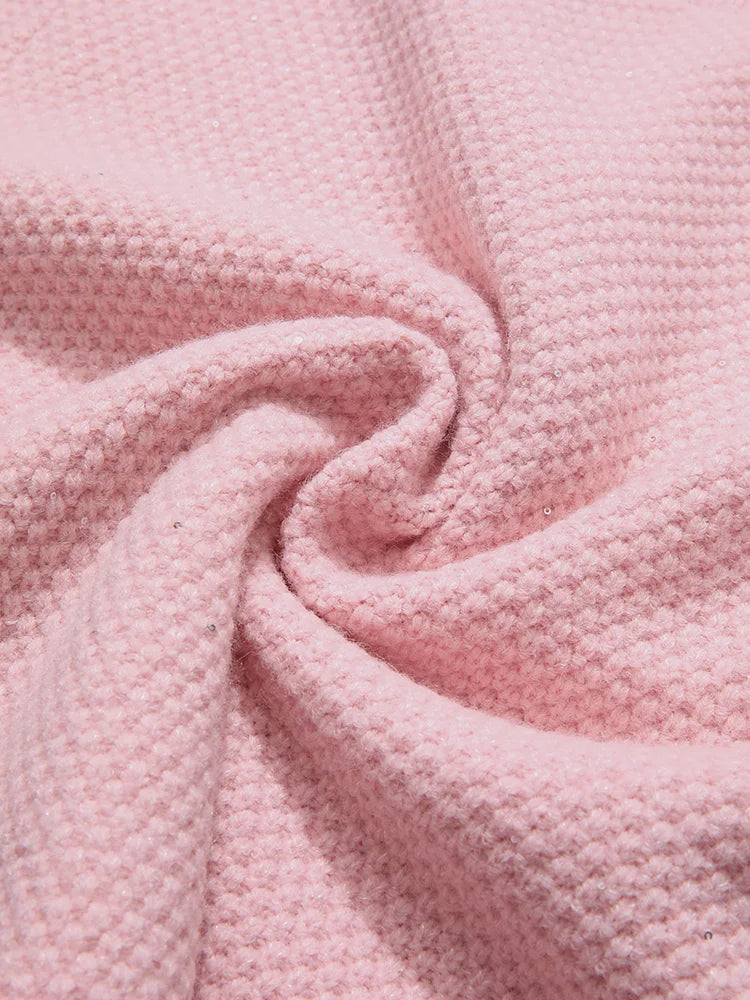 pink tweed knit jacket and shorts set, view 5 - MRSLM