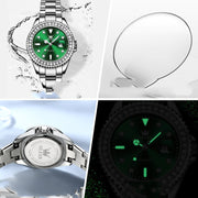 women's encrusted bezel quartz watch, view 5 - MRSLM