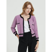 purple knit cardigan, view 7 - MRSLM