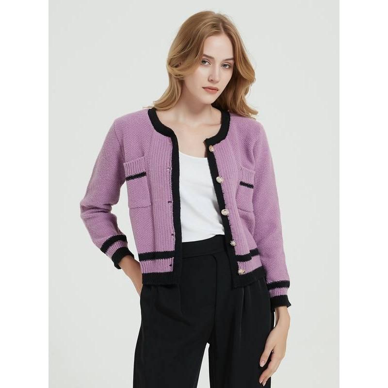 purple knit cardigan, view 7 - MRSLM
