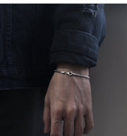 men's sterling silver distressed bracelet, view 3 - MRSLM