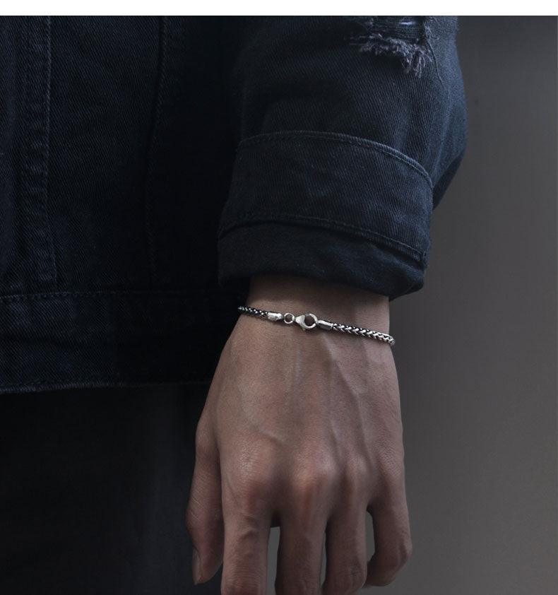 men's sterling silver distressed bracelet, view 3 - MRSLM