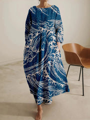 women's loose round neck printed dress, view 16 - MRSLM