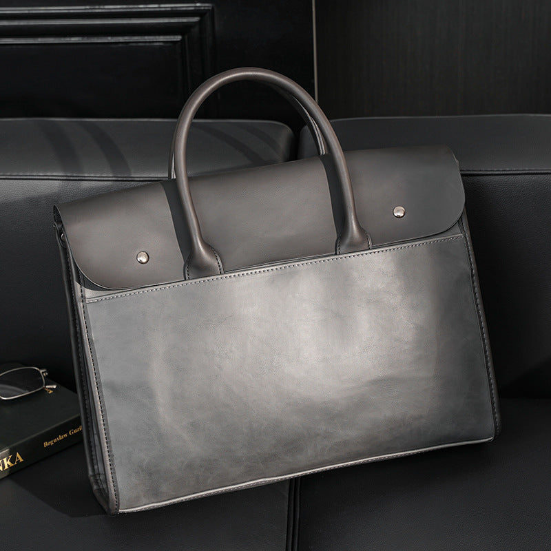 pu leather briefcase shoulder bag, view 6 - MRSLM