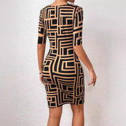 printed square collar dress, view 3 - MRSLM
