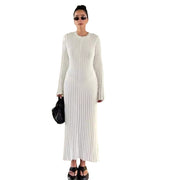 round neck A-line knitted dress, view 5 - MRSLM