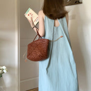pea green halter long dress, view 2 - MRSLM