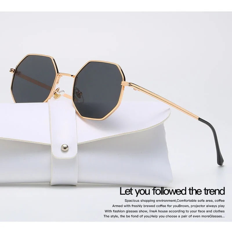 polygonal metal sunglasses for women, view 7 - MRSLM