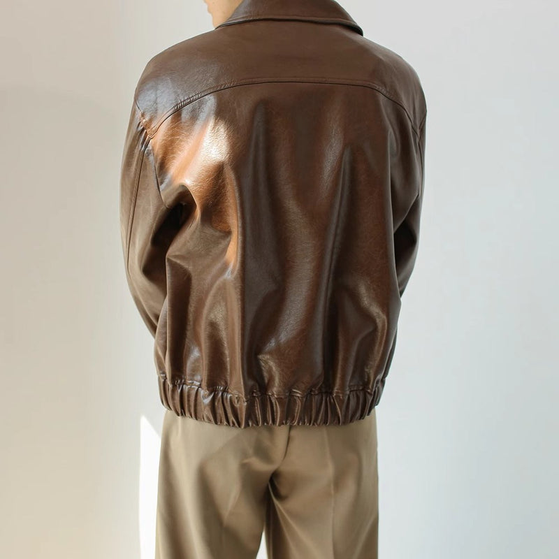 men's retro pu leather coat, view 10 - MRSLM