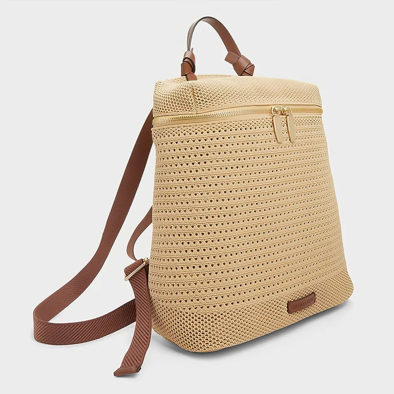 woven hollow-out denim backpack, view 5 - MRSLM