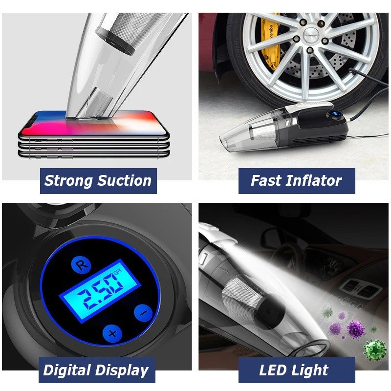 4-in-1 portable car vacuum and tire inflator, view 6 - MRSLM