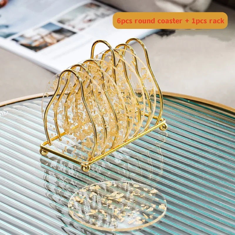 Acrylic gold foil coaster set, view 4 - MRSLM