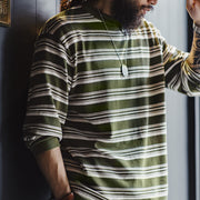 men's retro contrast striped long-sleeved t-shirt, view 3 - MRSLM