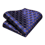 navy blue and gold plaid silk necktie set, view 5 - MRSLM