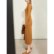 slim A-line knitted dress, view 6 - MRSLM