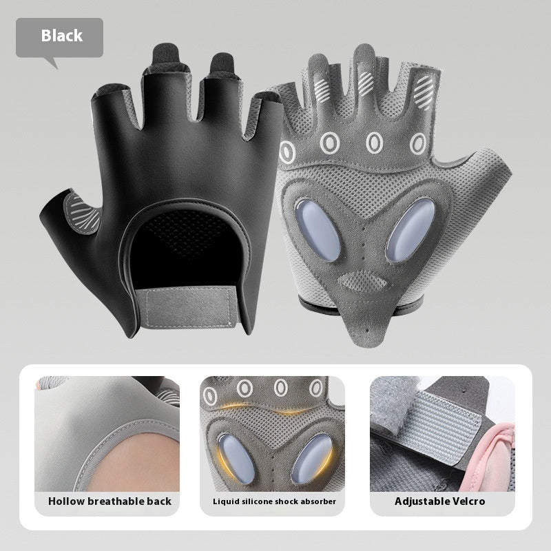 Women's half finger silicone fitness gloves, view 6 - MRSLM