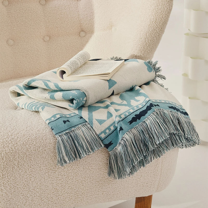 bohemian cotton knitted blanket, view 7 - MRSLM