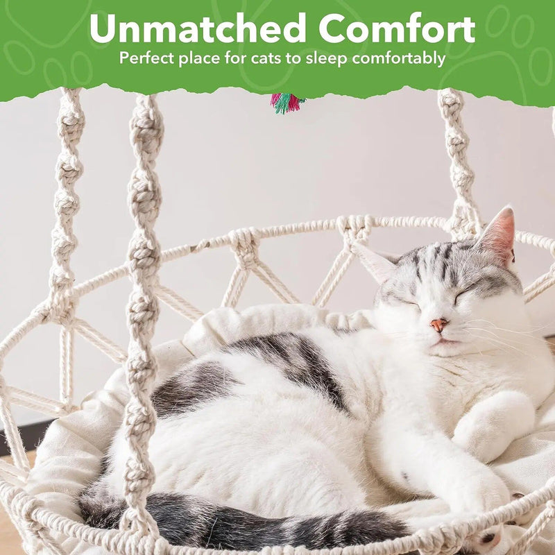 bohemian cotton rope cat hammock, view 6 - MRSLM
