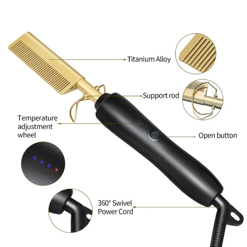 electric hot comb hair straightening brush, view 4 - MRSLM